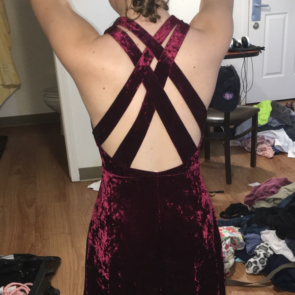 Red Velvet Cross Back Dress - Picture 2 of 2